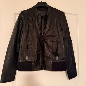 50% off! Massimo Dutti 100% leather bomber jacket